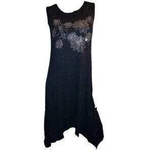 NWT Beautiful Flower Rhinestone Dress Hi-Low Fit & Flare Style One Size